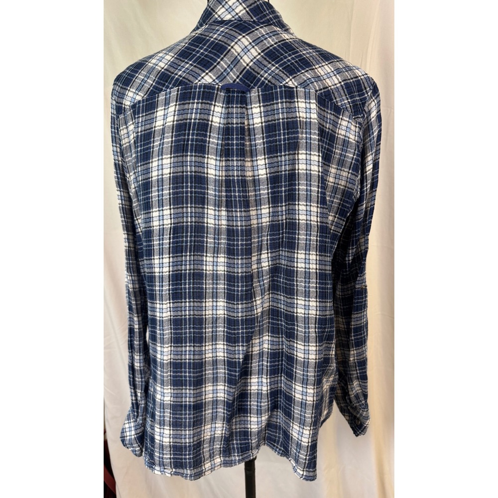 KUT from the Kloth Blue Western Ranch Snap Shirt Womens L Plaid Excellent Top - Picture 3 of 5